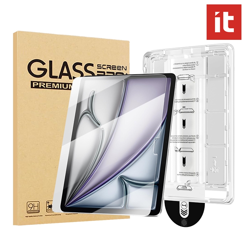 It 2 Gói Bảo Vệ Màn Hình Cho iPad gen 5 6 7 8 9 10 11 12 air 8 7 6 5 M3 M2 pro 11 13 Inch M4 M5, Kính Cường Lực Siêu Cứng Bảo Vệ Phim Với Dụng Cụ Lắp Đặt Không Bụi