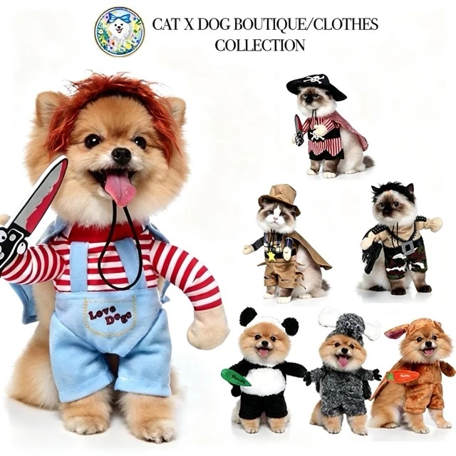 【Yuanzhs Pet】Trang Phục Hóa Trang Cao Bồi Hoạt Hình Cho Thú Cưng đồ cho chó Áo cải trang mèo Quần áo mèo đồ hoá trang thú cưng Đồ mặc cho chó áo cho chó hình cướp cầm dao áo cho cún poodle Áo cho thú 