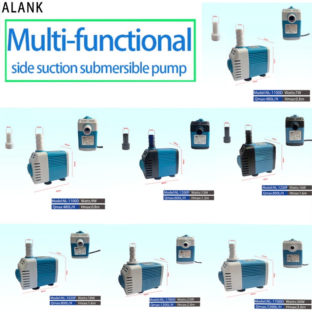 ALANK Máy bơm nước ngâm  220V 7W 8W 9W 13W 16W 18W 25W 30W Thiết bị bể cá di động Quạt sưởi