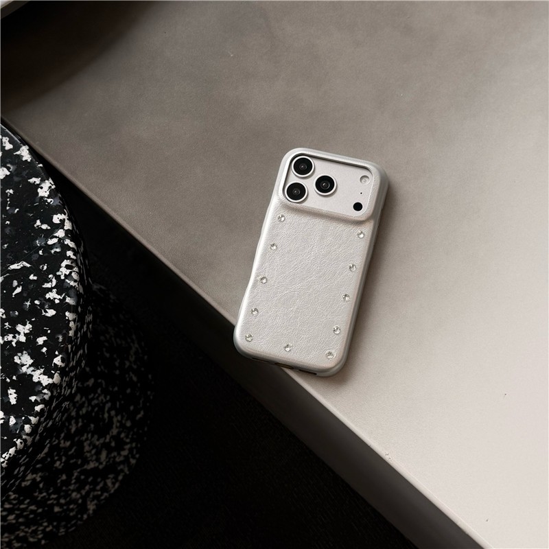 IPhone 17 Pro Max Bộ màu trơn hình kim cương tròn chất liệu PU