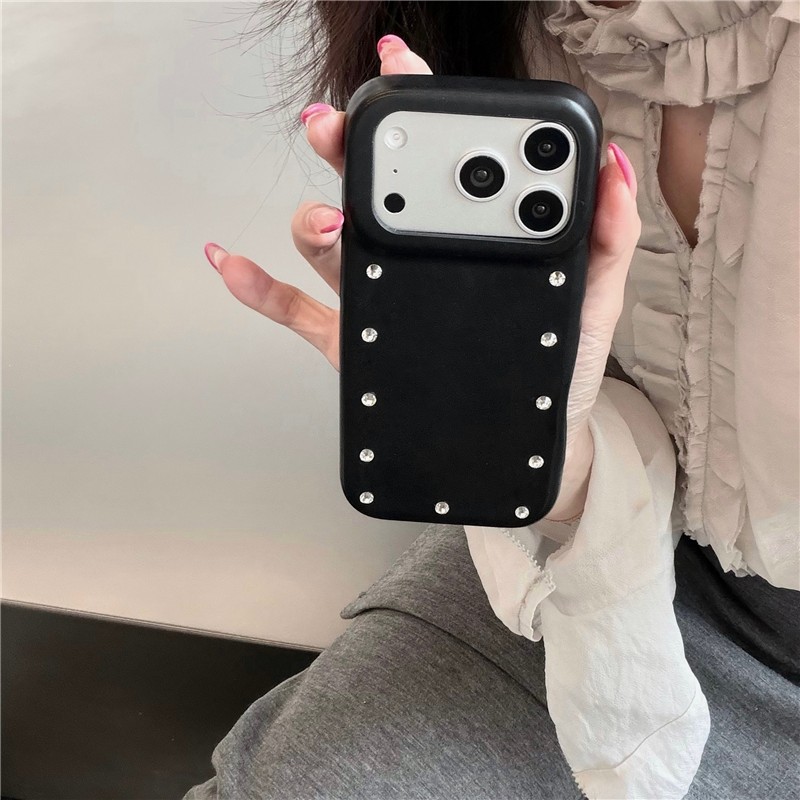 IPhone 17 Pro Max Bộ màu trơn hình kim cương tròn chất liệu PU