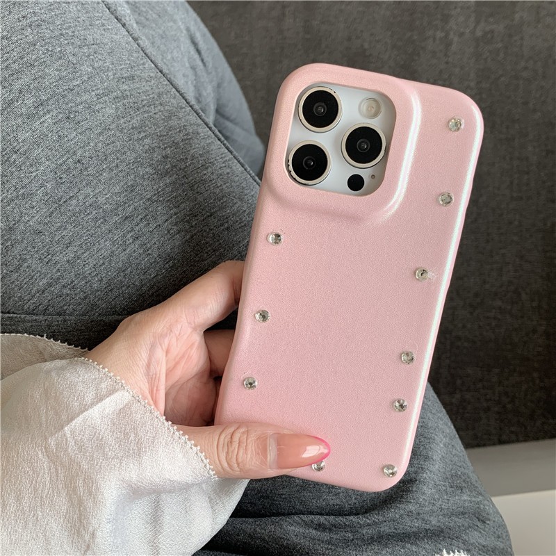 IPhone 17 Pro Max Bộ màu trơn hình kim cương tròn chất liệu PU