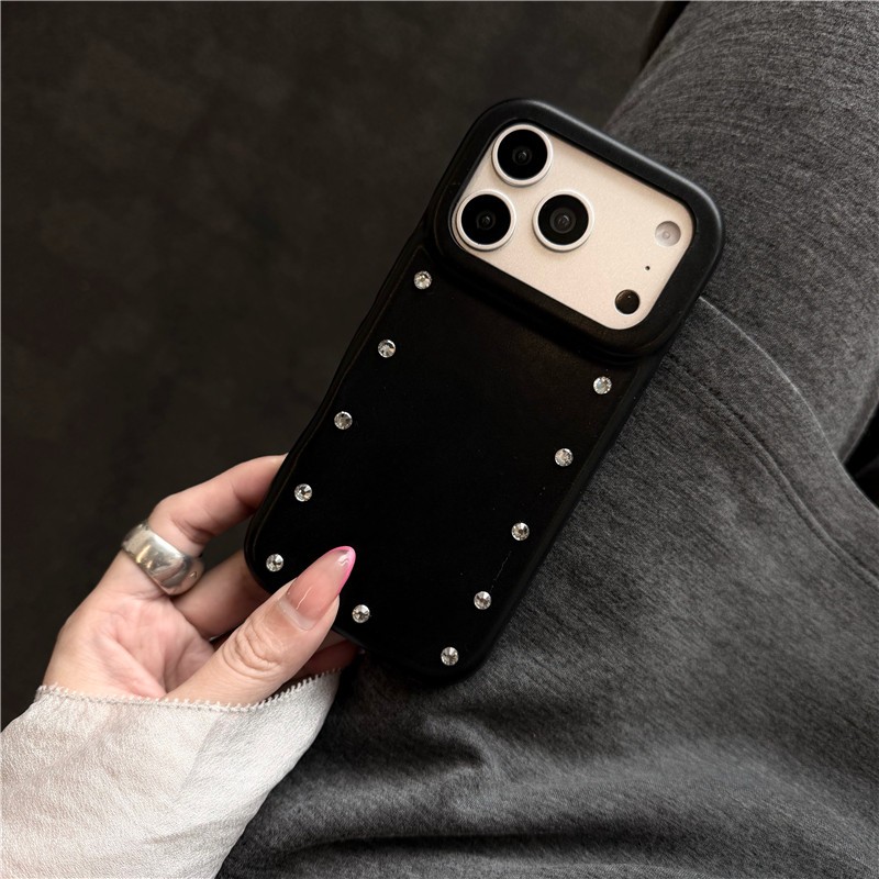 IPhone 17 Pro Max Bộ màu trơn hình kim cương tròn chất liệu PU