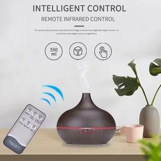 Máy Tạo Độ Ẩm Không Khí Tinh Dầu Thơm Khuếch Tán Hạt Gỗ 500ml Siêu Âm Điều Khiển Từ Xa 7 Màu Đèn Cho Phòng Ngủ Gia Đình