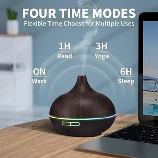 Máy Tạo Độ Ẩm Không Khí Tinh Dầu Thơm Khuếch Tán Hạt Gỗ 500ml Siêu Âm Điều Khiển Từ Xa 7 Màu Đèn Cho Phòng Ngủ Gia Đình