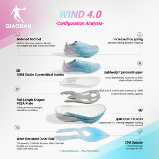 Qiaodan WIND 4.0 Giày chạy bộ nữ thoải mái chống trượt cho marathon QDB022262298