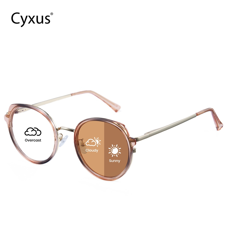 Cyxus Mắt Kính Đổi Màu Nữ Chống UV Chống Ánh Sáng Xanh Gọng Mắt Mèo Thời Trang Xu Hướng 8315