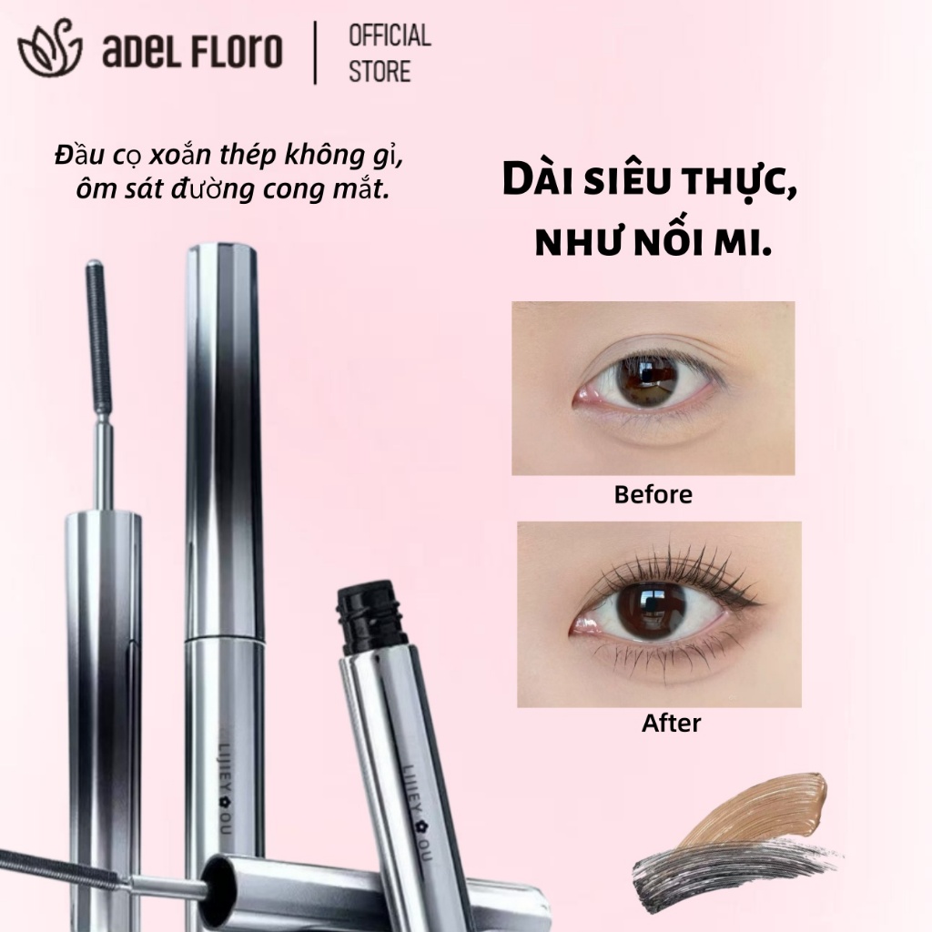 【Adel Floro & Co.】Chuốt Mi LashSteel | Đầu Thép Xoay 360°, 3-in-1 Chuốt Mi+Lót Mi+Nhuộm Mày, Chống
