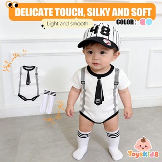 Bộ áo liền quần mùa hè mềm mại và thoải mái 100% Cotton hoạt hình dễ thương cho bé trai (0-24 tháng