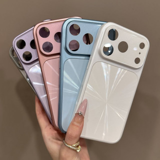 Như 17Pro Ống Kính Mạ Điện Aurora Màu Trơn Acrylic Ốp Lưng Điện Thoại iPhone 17Promax 13 14 15 16 Pro Max Chống Sốc Nam Nữ Vỏ Di Động