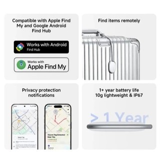 Xiaomi Tag Thiết bị chống thất lạc Bluetooth 5.4 Tracker IP67 Đánh giá chống nước cho Google Find Hub hoặc Apple Find My
