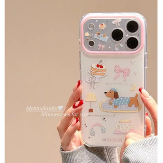 Hàn Quốc Ins Hoạt Hình Dễ Thương Bánh Dachshund Ốp Lưng Điện Thoại iPhone 17Promax 17Pro 14 15 16 Pro Max 13 Chống Sốc Hai Lớp imd Sweet Girly Vỏ