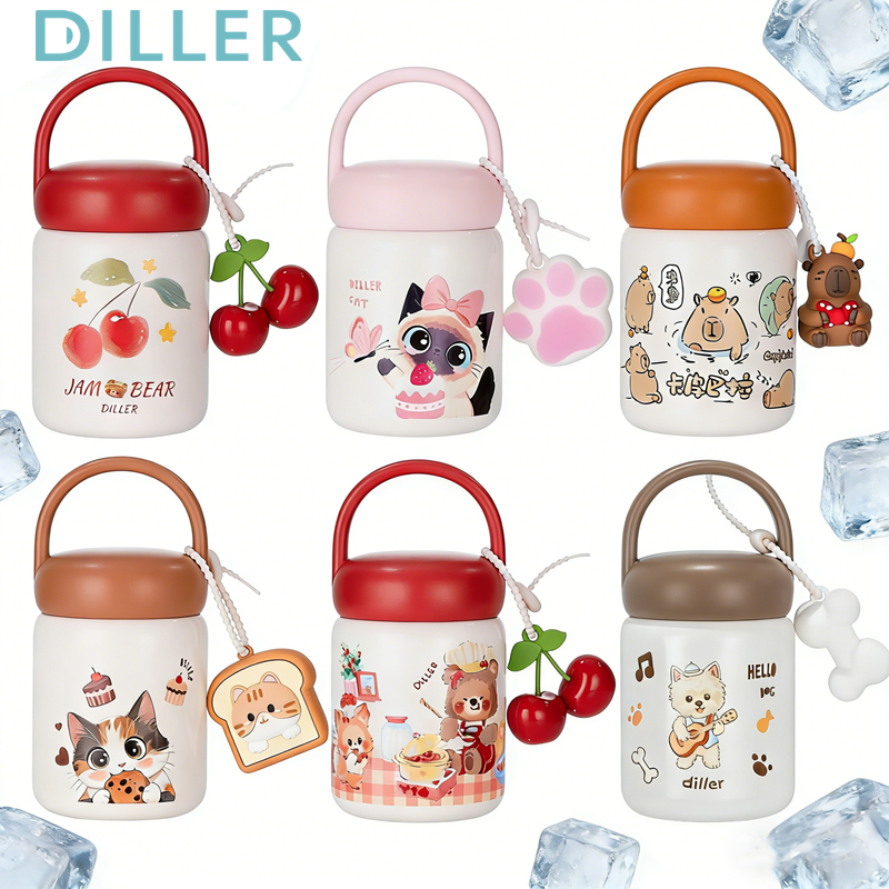 Diller Gốm Lót Inox Mini Chân Không Bình Giữ Nhiệt Uống Nước Dễ Thương 200ml D240576