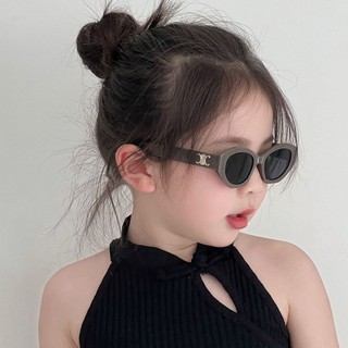 Kính râm hình bầu dục cổ điển dành cho trẻ em có giọng ba màu vàng – Chống tia cực tím