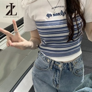 ZHELIHANGFEI Tay ngắn vai hai mảnh giả dáng rộng vừa vặn