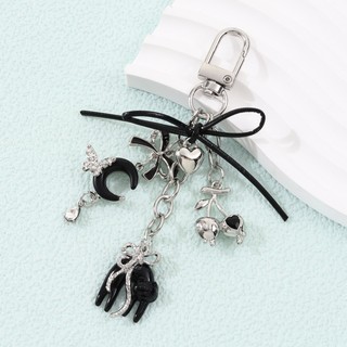 1PC Phong Cách Gothic Tinh Tế Cross Cat Cherry Thả Kim Cương Móc Khóa Y2K Hợp Thời Trang Túi Điện Thoại Di Động Mặt Dây Chuyền Cho Phụ Kiện Thời Trang