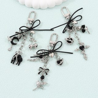 1PC Phong Cách Gothic Tinh Tế Cross Cat Cherry Thả Kim Cương Móc Khóa Y2K Hợp Thời Trang Túi Điện Thoại Di Động Mặt Dây Chuyền Cho Phụ Kiện Thời Trang