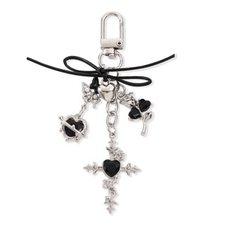 1PC Phong Cách Gothic Tinh Tế Cross Cat Cherry Thả Kim Cương Móc Khóa Y2K Hợp Thời Trang Túi Điện Thoại Di Động Mặt Dây Chuyền Cho Phụ Kiện Thời Trang