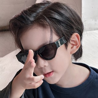 Kính râm mắt mèo khung đen cổ điển hợp thời trang dành cho trẻ em dành cho bé trai bé gái có Logo vàng Accent Thời trang chống tia cực tím che bóng