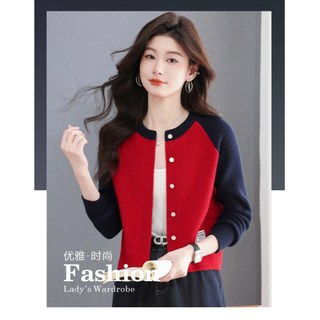 Dệt Kim Dài Tay Áo Len Cardigan Nữ Cổ Tròn Nhỏ Ngắn Phong Cách Hàn Quốc Đi Lại Đơn Giản Top