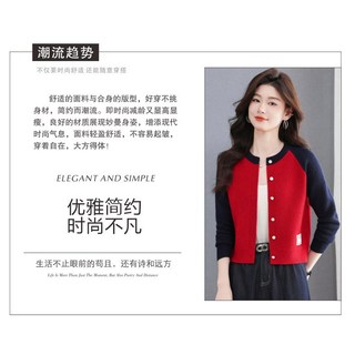 Dệt Kim Dài Tay Áo Len Cardigan Nữ Cổ Tròn Nhỏ Ngắn Phong Cách Hàn Quốc Đi Lại Đơn Giản Top