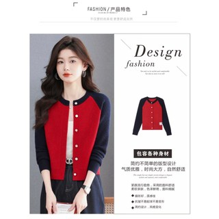 Dệt Kim Dài Tay Áo Len Cardigan Nữ Cổ Tròn Nhỏ Ngắn Phong Cách Hàn Quốc Đi Lại Đơn Giản Top