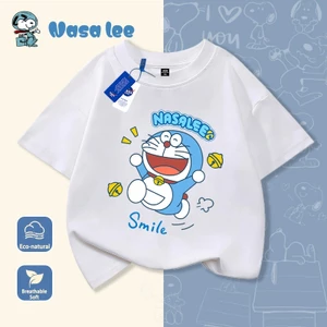 Áo thun ngắn tay NASA Doraemon Mùa hè 2026 Bé trai bé gái Đồ họa dễ thương Thời trang