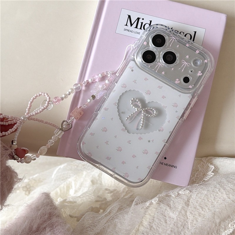 IPhone 17 Pro Max Họa tiết hoa Love Heart Bow Tie TPU + Nhúng trong vỏ điện thoại chất liệu keo