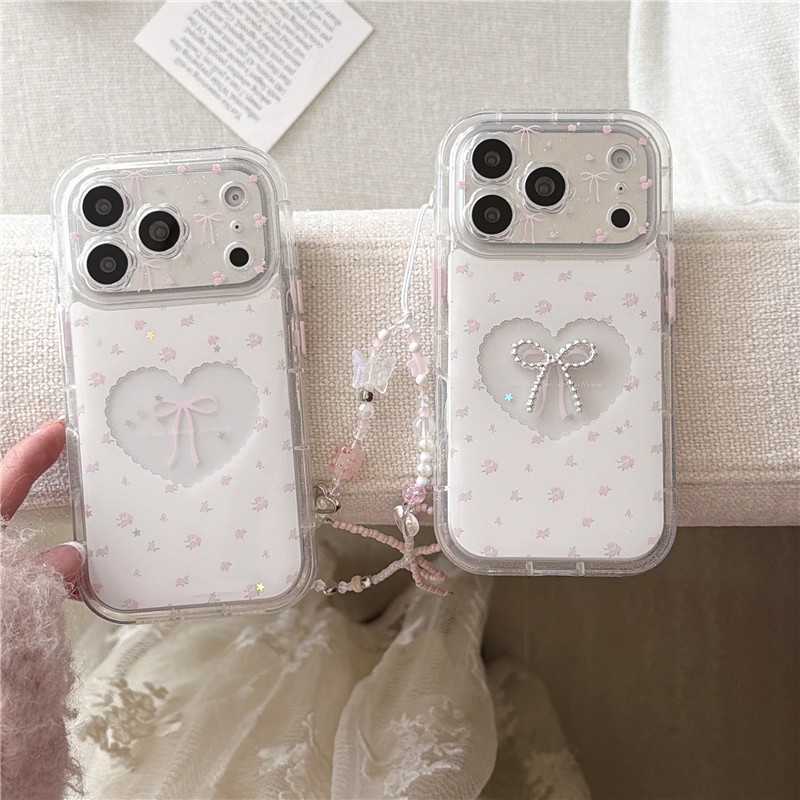 IPhone 17 Pro Max Họa tiết hoa Love Heart Bow Tie TPU + Nhúng trong vỏ điện thoại chất liệu keo