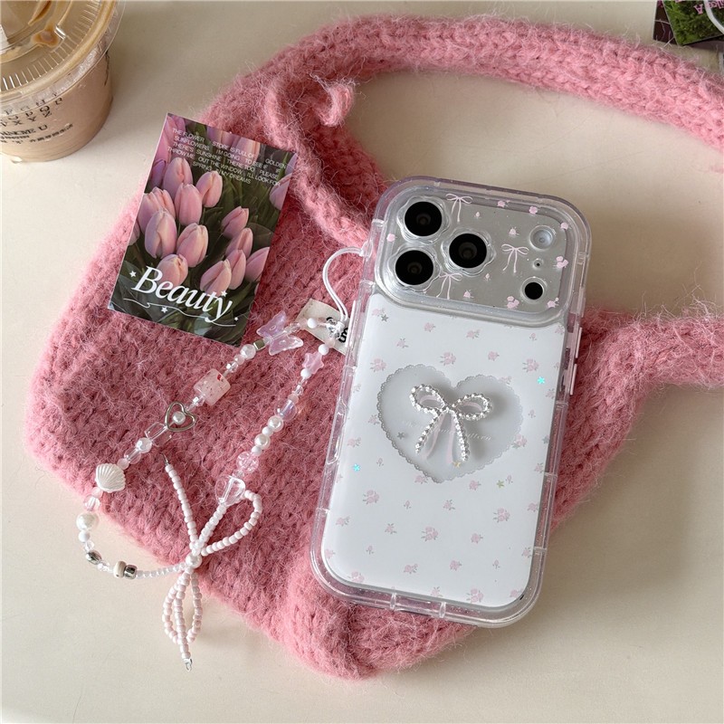 IPhone 17 Pro Max Họa tiết hoa Love Heart Bow Tie TPU + Nhúng trong vỏ điện thoại chất liệu keo
