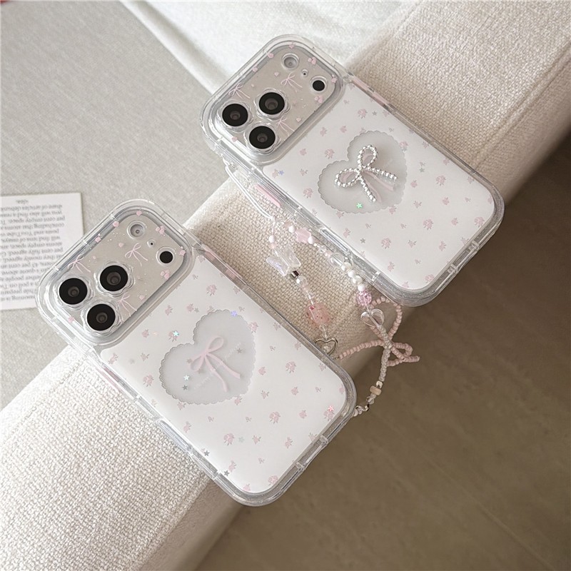 IPhone 17 Pro Max Họa tiết hoa Love Heart Bow Tie TPU + Nhúng trong vỏ điện thoại chất liệu keo