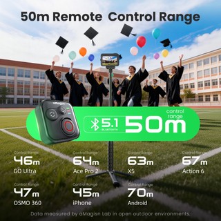 Điều khiển từ xa Bluetooth aMagicsn 50M cho lnsta360 X5 / X4 / X3 / X2 / AcePro 2 / GO Ultra / GO 3 / S / GoPro 13 12 11 10 9 8 / MAX / Điện thoại di động Bộ điều khiển màn trập thông minh Mini Phụ kiện máy ảnh