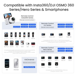 Điều khiển từ xa Bluetooth aMagicsn 50M cho lnsta360 X5 / X4 / X3 / X2 / AcePro 2 / GO Ultra / GO 3 / S / GoPro 13 12 11 10 9 8 / MAX / Điện thoại di động Bộ điều khiển màn trập thông minh Mini Phụ kiện máy ảnh