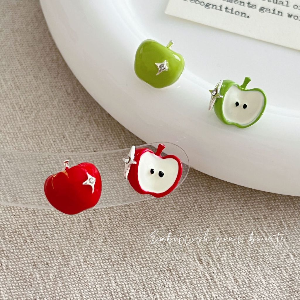 Ｂông tai glaze nhỏ giọt bất đối xứng phong cách độc đáo