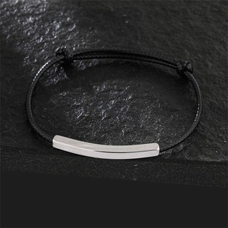 Vòng tay dệt dây sáp Migila Unisex, thép titan, khắc tên/ngày, chống phai màu, không gây dị ứng