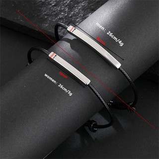 Vòng tay dệt dây sáp Migila Unisex, thép titan, khắc tên/ngày, chống phai màu, không gây dị ứng