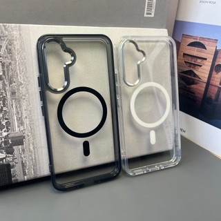 Ốp Điện Thoại Acrylic Cho Samsung Galaxy S26 A57 A56 A36 A26 A55 A37 A26 A17 S23 FE A14 A15 A34 A54 S25 Plus Siêu Chống Sốc Trong Suốt Màu Đen Dày Từ Tính