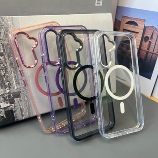 Ốp Điện Thoại Acrylic Cho Samsung Galaxy S26 A57 A56 A36 A26 A55 A37 A26 A17 S23 FE A14 A15 A34 A54 S25 Plus Siêu Chống Sốc Trong Suốt Màu Đen Dày Từ Tính