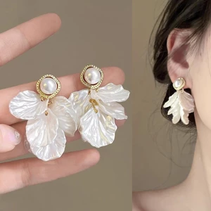 Bông Tai Giả Ngọc Trai Retro Thiết Kế Sang Trọngth, Phong Cách Hàn Quốc