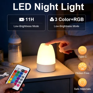 CANMEIJIA 3 Màu / RGB Đèn Ngủ LED Nhiều Màu Sắc USB Sạc Đèn Di Động Cho Phòng Trẻ Em Phòng Ngủ Cắm Trại Ký Túc Xá