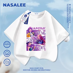 Áo thun ngắn tay trắng thương hiệu NASA cho trẻ em, chất liệu cotton thoáng khí thoải mái, phong cách thời trang hình ảnh nhóm nhạc nữ Kpop dành cho bé trai và bé gái