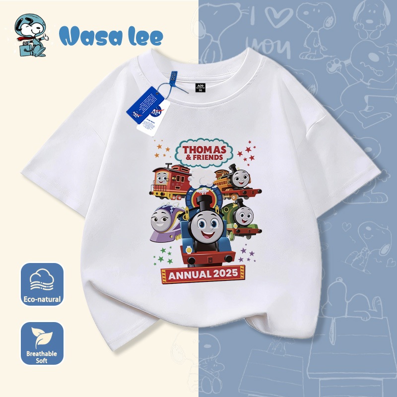 Áo thun tay ngắn trẻ em Thomas Tàu hỏa Mẫu mới mùa hè Áo cotton bé trai Áo học sinh em bé