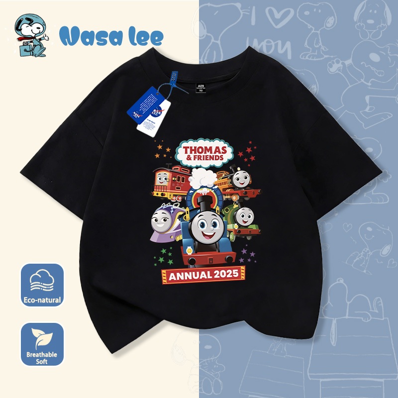 Áo thun tay ngắn trẻ em Thomas Tàu hỏa Mẫu mới mùa hè Áo cotton bé trai Áo học sinh em bé