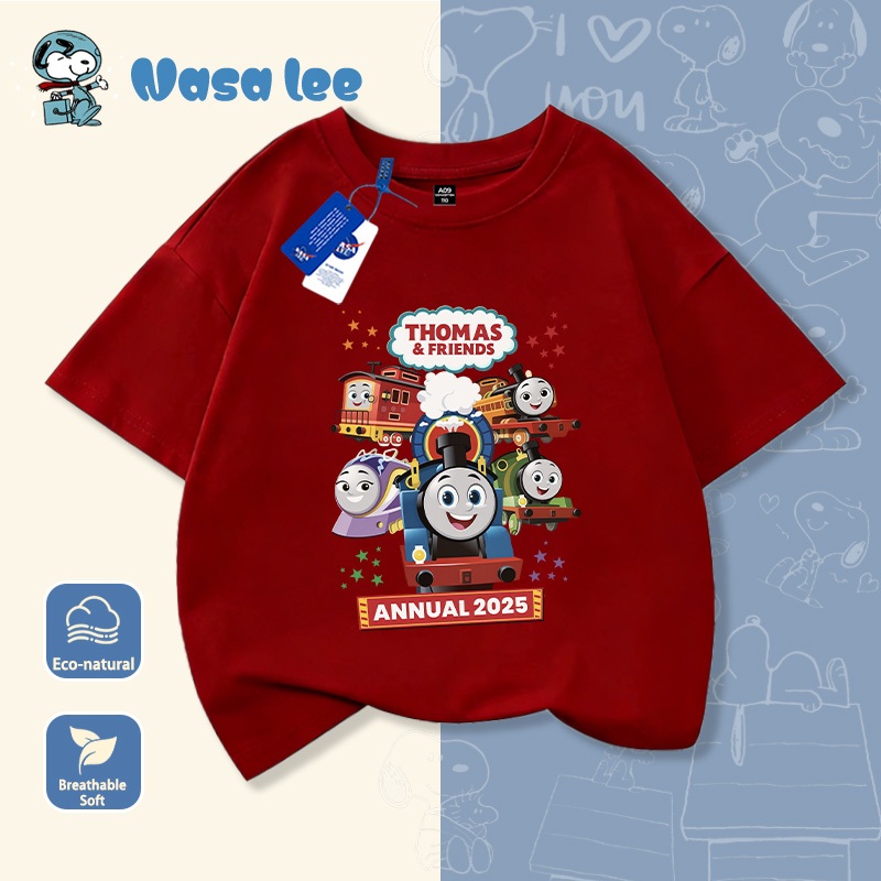 Áo thun tay ngắn trẻ em Thomas Tàu hỏa Mẫu mới mùa hè Áo cotton bé trai Áo học sinh em bé