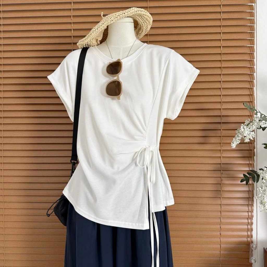 [BANKO] Áo thun dáng oversize màu xanh, phong cách Hàn Quốc