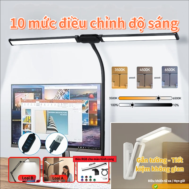 3 Màu Đèn Led Bàn Học Đèn Màn Hình Xoay Có Thể Gập Lại 62cm Đèn Đọc Sách  Sắc Điều Chỉnh Độ Sáng Dành Cho Máy Tính Có Thể điều Chỉnh độ Sáng Khi Học Tập
