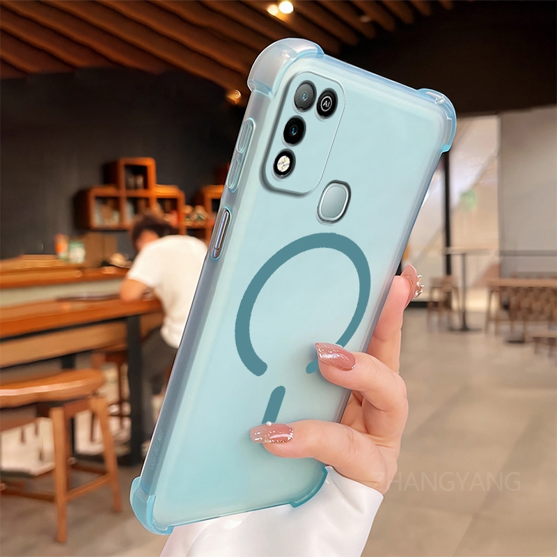 Ốp Lưng Cho Infinix Hot 10 Play Hot 11 Play Mới Thiết Kế Vòng Từ Tính Hình Chữ C Vỏ Điện Thoại Với Thẩm Mỹ Bốn Góc Chống Rơi Cao Cấp TPU Mềm