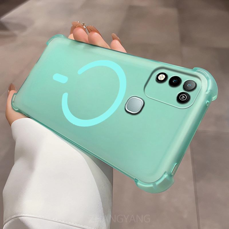 Ốp Lưng Cho Infinix Hot 10 Play Hot 11 Play Mới Thiết Kế Vòng Từ Tính Hình Chữ C Vỏ Điện Thoại Với Thẩm Mỹ Bốn Góc Chống Rơi Cao Cấp TPU Mềm