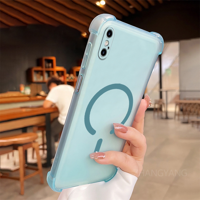Ốp Lưng Cho iPhone x xs xr xs max Vỏ Điện Thoại Vòng Từ Tính Hình Chữ C Thiết Kế Mới Với Thẩm Mỹ Bốn Góc Chống Rơi Cao Cấp TPU Mềm