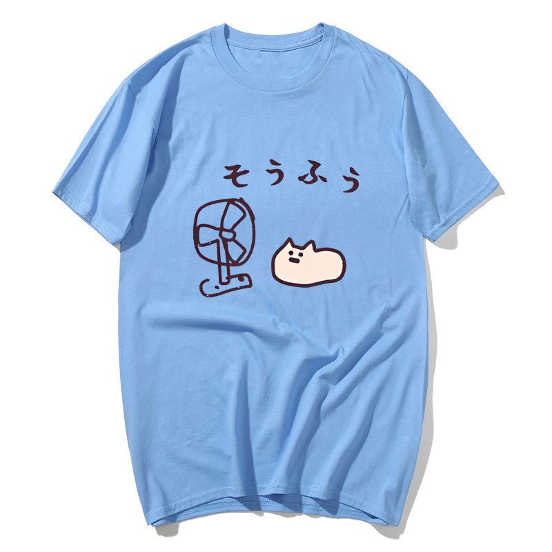 Áo sơ mi cotton tay ngắn phong cách Nhật Bản ngộ nghĩnh, mát mẻ cho dạo phố mùa hè